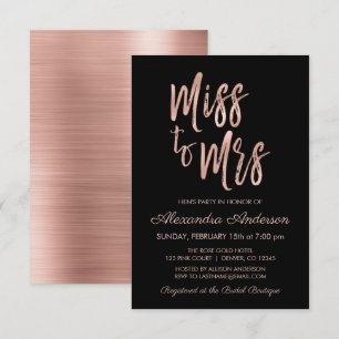 Invitación Miss a la Fiesta de la Sra. Pink Rose Gold Hen