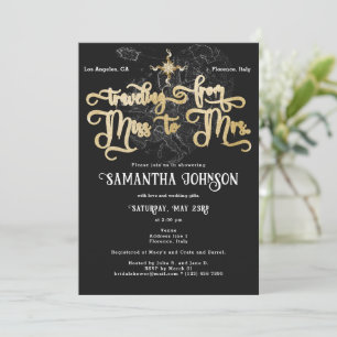 Invitación Miss a la señora Black HH Mapa de viajes Bridal Sh
