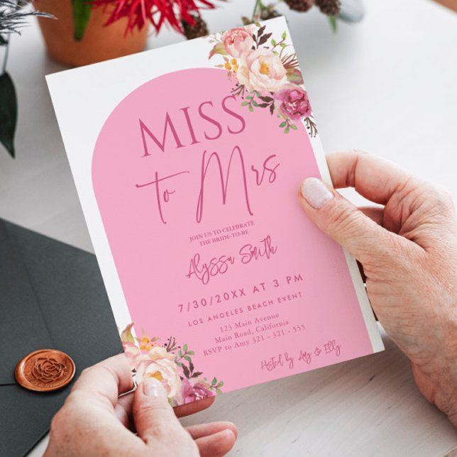 Invitación Miss a la señora Hot Pink Floral Bridal Shower (Subido por el creador)