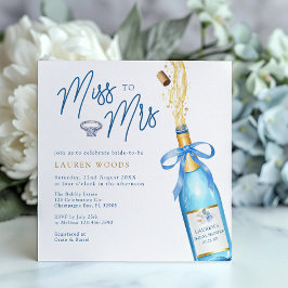 Invitación Miss a la Sra. Blue Champagne Bridal Shower Invite