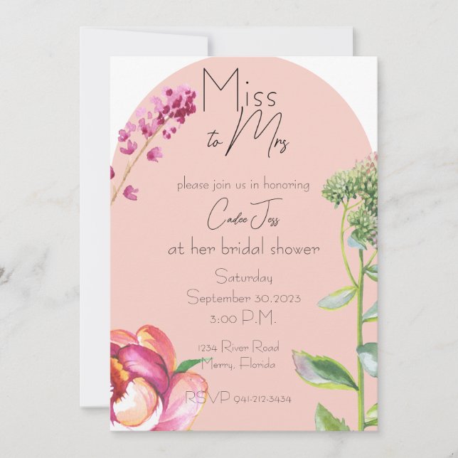 Invitación Miss a la Sra. Bridal Shower Invite (Anverso)