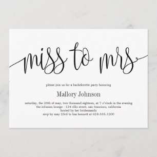 Invitación Miss A La Sra. EDITABLE COLOR Bachelorette Party