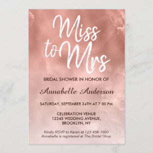 Invitación Miss a la Sra. Metallic Glam Rosa Gold Bridal Show