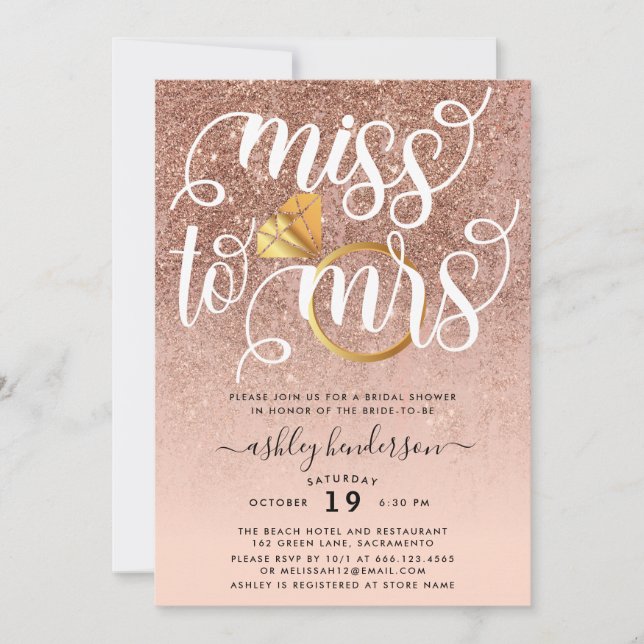 Invitación Miss A La Sra. Moda Ducha Bridal (Anverso)