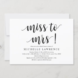 Invitación Miss a la Sra., moderna ducha de novias