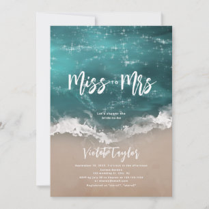 Invitación Miss a la Sra. Moody ocean beach bridal