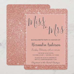 Invitación Miss a la Sra. Rosa Purpurina de Oro Bachelorette