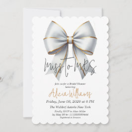 Invitación Miss a MRS Gold White Bow Bridal Shower