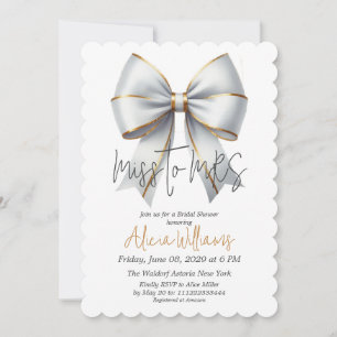 Invitación Miss a MRS Gold White Bow Bridal Shower