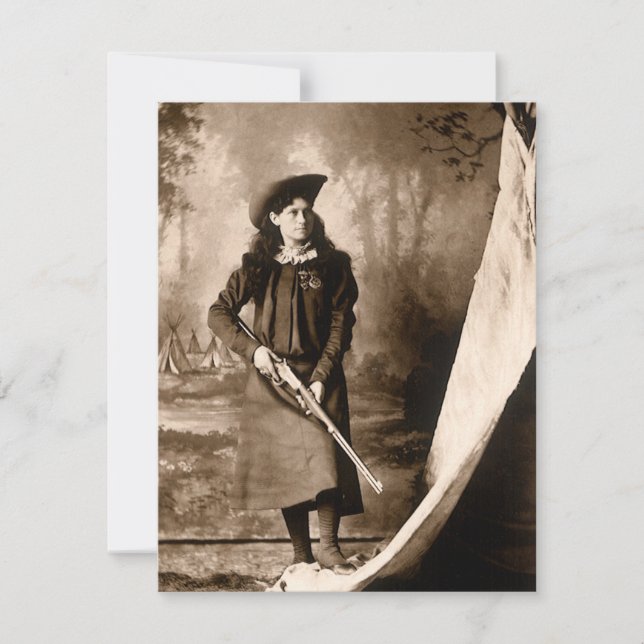 Invitación Miss Annie Oakley con un retrato fotográfico vinta (Anverso)