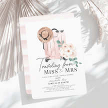 Miss de viajes a la señora Pink Suitcase Bridal Sh