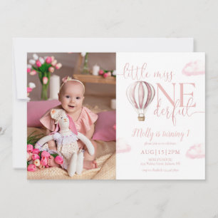 Invitación Miss Maravillosa Foto De Globo De Aire Rosado Prim