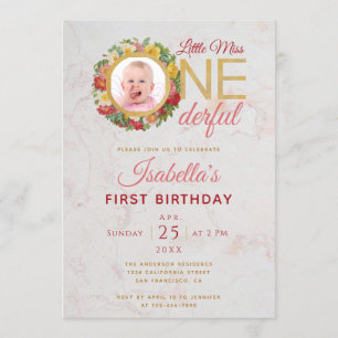 Invitación Miss Maravillosa Foto en primer cumpleaños de Wrea