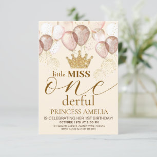 Invitación Miss Maravillosa Princesa Heredera Primer Cumpleañ