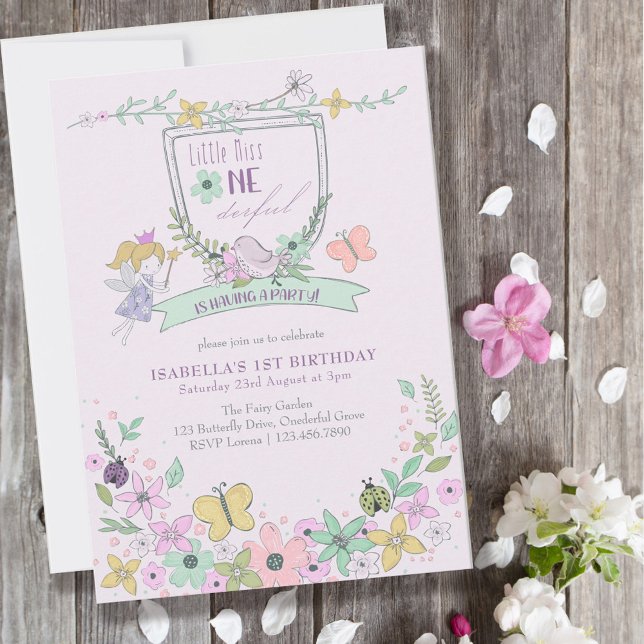 Invitación Miss Maravilloso Chica de Hadas Cutas Primer Cumpl (Subido por el creador)
