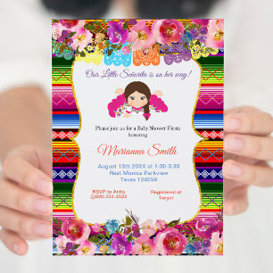 Invitación Miss mexicana Rosa Fiesta Chica Baby Shower