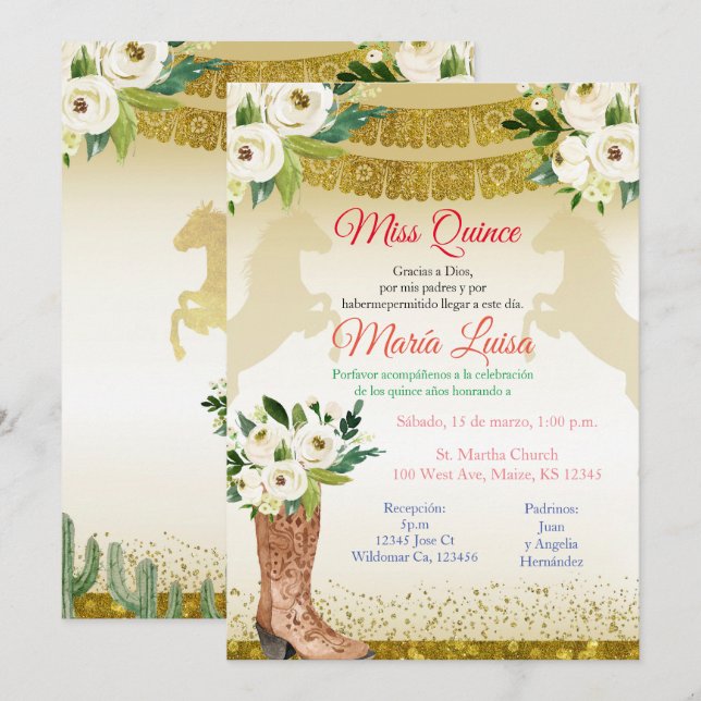 Invitación Miss México Quinceanera (Anverso / Reverso)