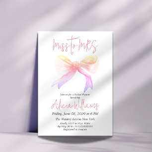 Invitación Miss Mínima a la ducha de novias de la cinta rosa