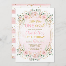 Invitación Miss ONE Maravillosa Rubor Pink Gold Floral Primer
