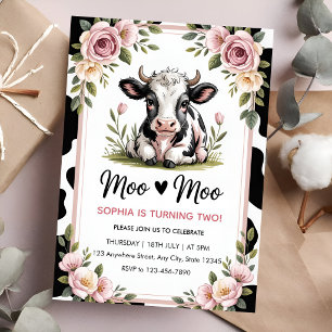Invitación Miss Onederful globo rosa primera foto de cumpleañ