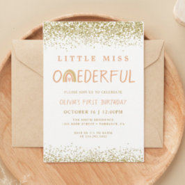 Invitación Miss Pequeña Arcoiris Maravillosa Primer Cumpleaño