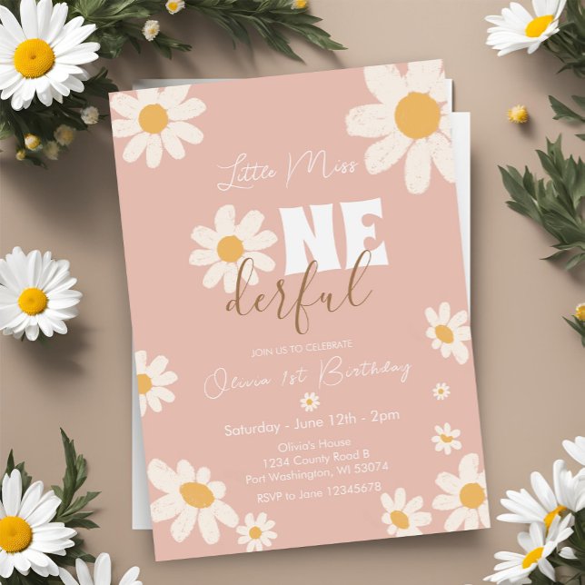 Invitación Miss Pequeña Rosa OneMaravilloso Daisy Flowers Cum (Subido por el creador)