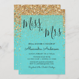 Invitación Miss Purpurina azul verde azulada a la señora Brid