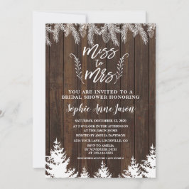 Invitación Miss Rústica A La Ducha Bridal De La Sra. Wood Pin