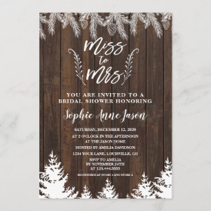Invitación Miss Rústica A La Ducha Bridal De La Sra. Wood Pin