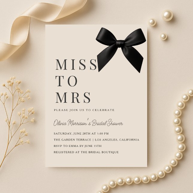 Invitación Miss to Mrs Bow Bridal Shower (Subido por el creador)