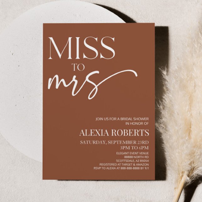 Invitación Miss To Mrs Brown Boho Bohemian Bridal Shower (Subido por el creador)
