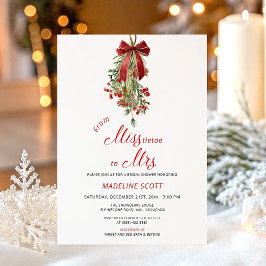 Invitación Miss to Mrs Mistletoe Christmas Bridal Shower