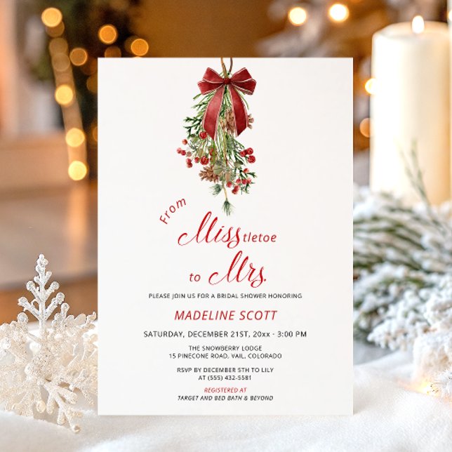 Invitación Miss to Mrs Mistletoe Christmas Bridal Shower (Subido por el creador)