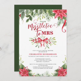 Invitación Miss To Mrs Mistletoe Elegant Winter Bridal Shower