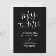 Miss To Mrs. Simple Black Bridal Shower