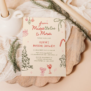 Invitación Misstletoe a la Sra. Hand Drawn Bridal Shower