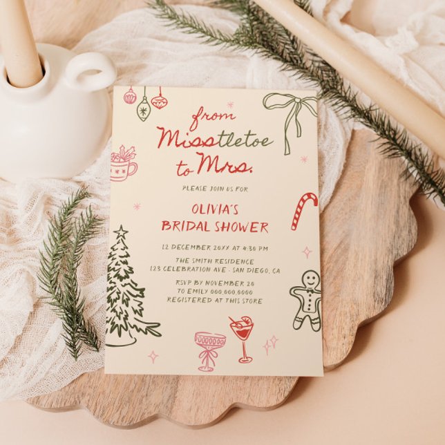 Invitación Misstletoe a la Sra. Hand Drawn Bridal Shower (Subido por el creador)
