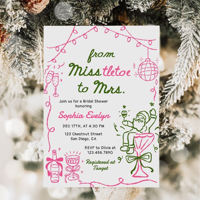 Invitación Misstletoe to Mrs Christmas Bridal Shower (Subido por el creador)