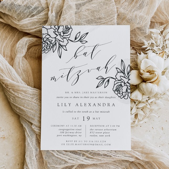 Invitación Mist Gray | Secret Garden Bat Mitzvah (Subido por el creador)