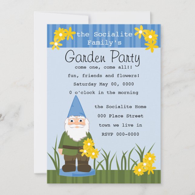 Invitación Mister Garden Gnome (Anverso)