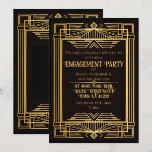 Invitación misterio de asesinato cumpleaños art déco de 1920