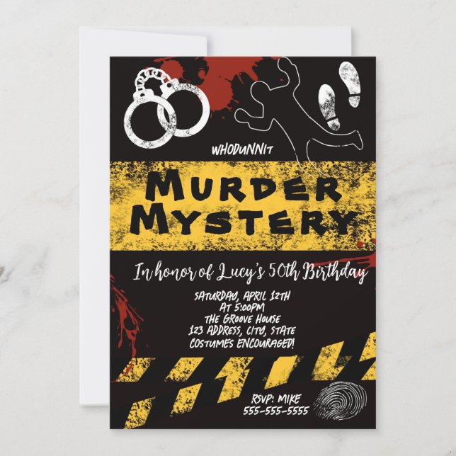 Invitación misterio de asesinato whodunit fiesta sangrienta 4 (Anverso)
