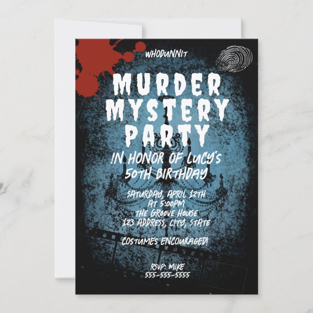Invitación misterio de asesinato whodunit fiesta sangrienta 4 (Anverso)