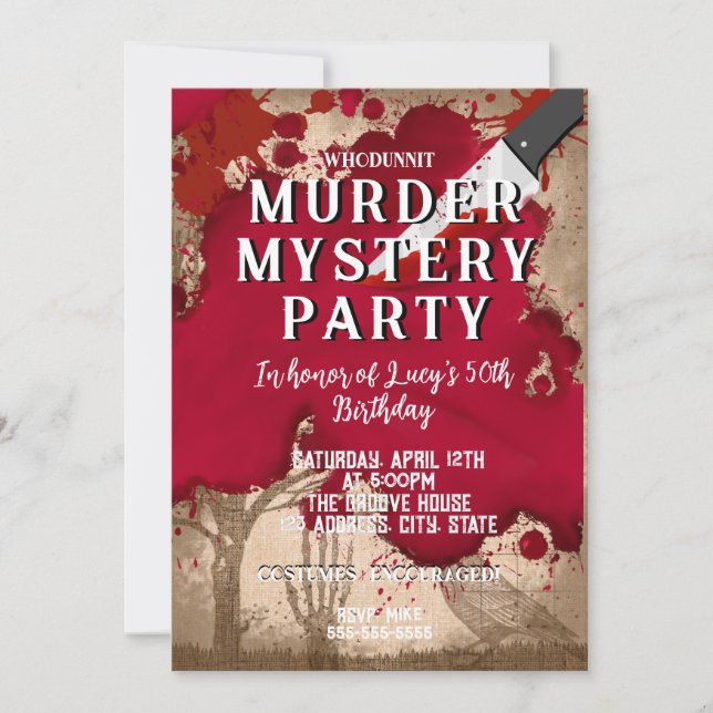Invitación misterio de asesinato whodunit fiesta sangrienta 4 (Anverso)
