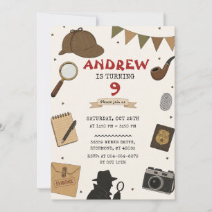 Invitación Misterio de Detective Personalizado Cumpleaños