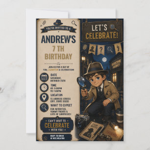Invitación Misterio de Detective Personalizado Cumpleaños