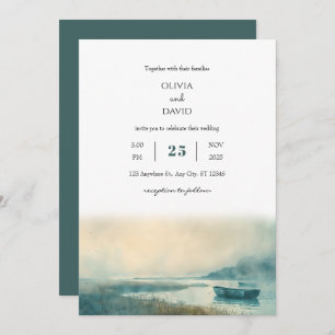 Invitación Misteriosa Boda Náutica Foggy Harbour Beach
