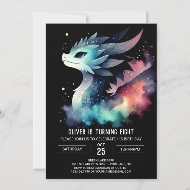 Invitación Misterioso audaz cumpleaños del dragón (Anverso)
