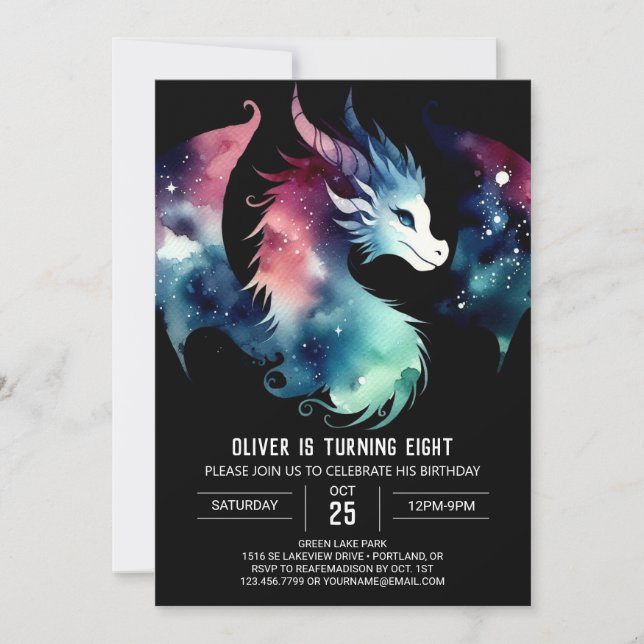 Invitación Misterioso cumpleaños de Dragon Roaring (Anverso)