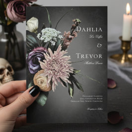 Invitación Misterioso gótico oscuro Boda de desenfoque floral